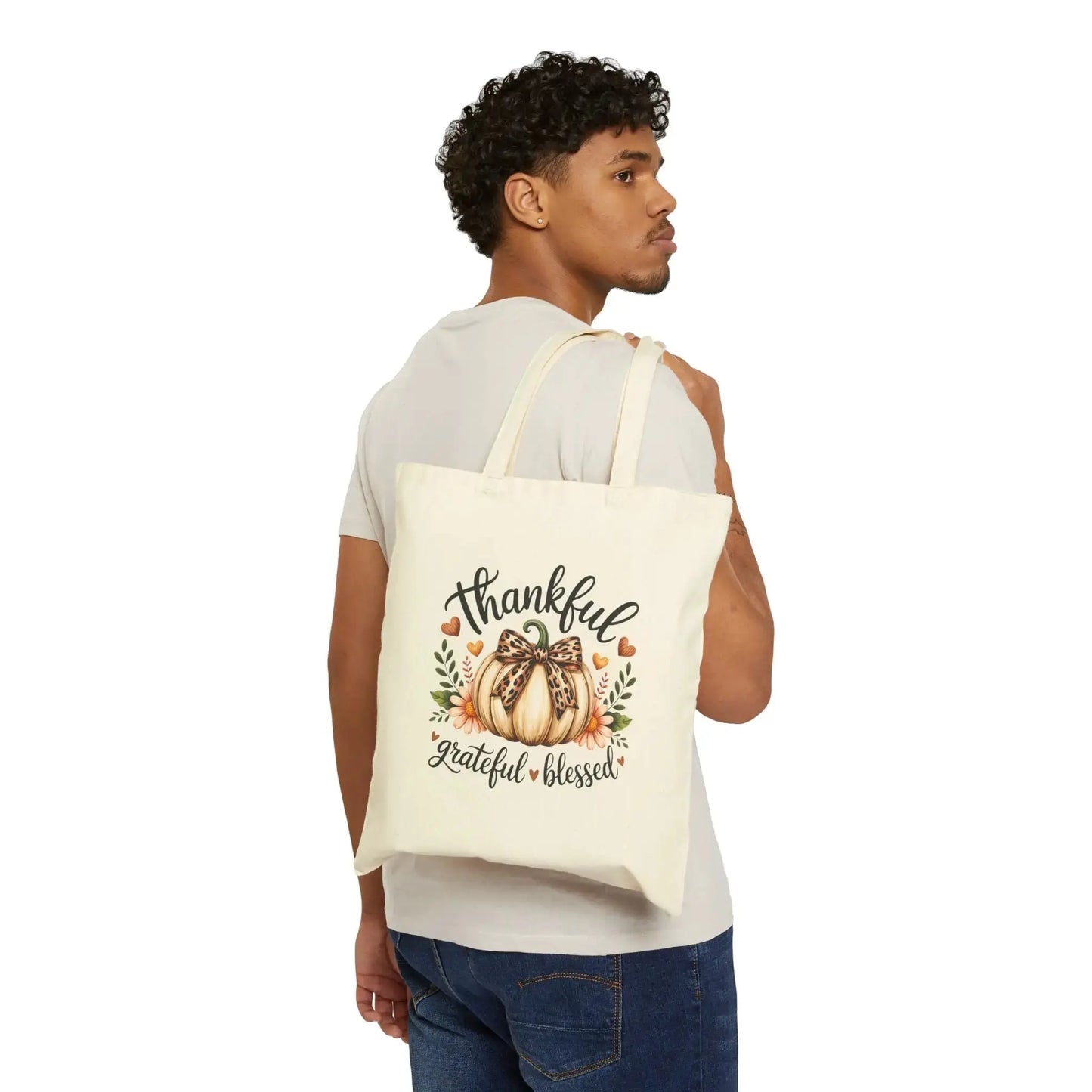 Thanksgiving Tote Bag - Reusable Fall Canvas Shopping Bag by Printify