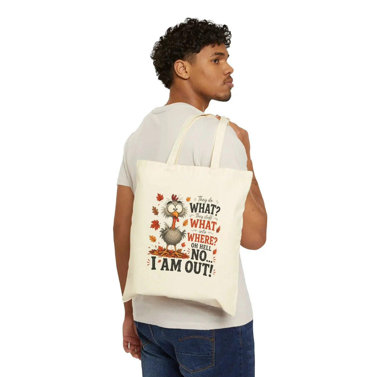Funny Thanksgiving Tote Bag for Fall Shopping and Gifts by Cherished Harbor Gifts