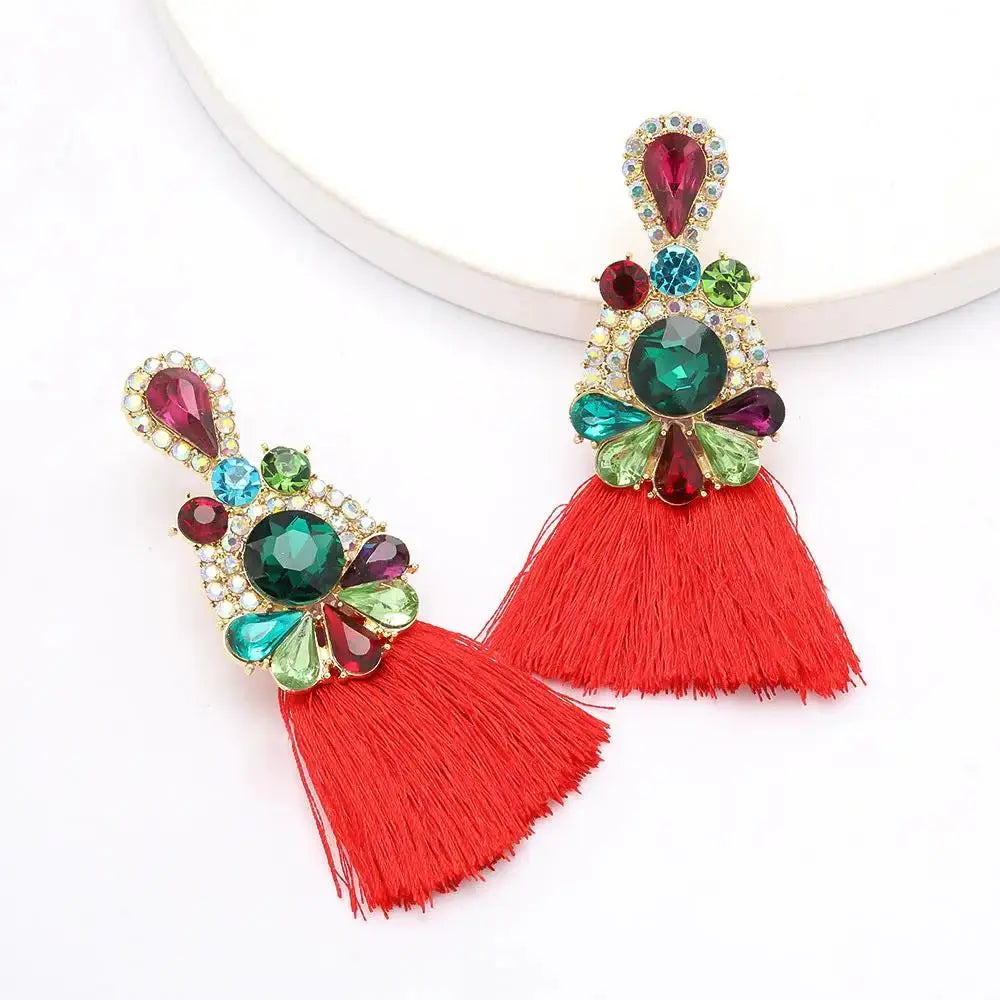Glamorous Holiday Tassel Earrings for Party Celebrations by CHG-IJ