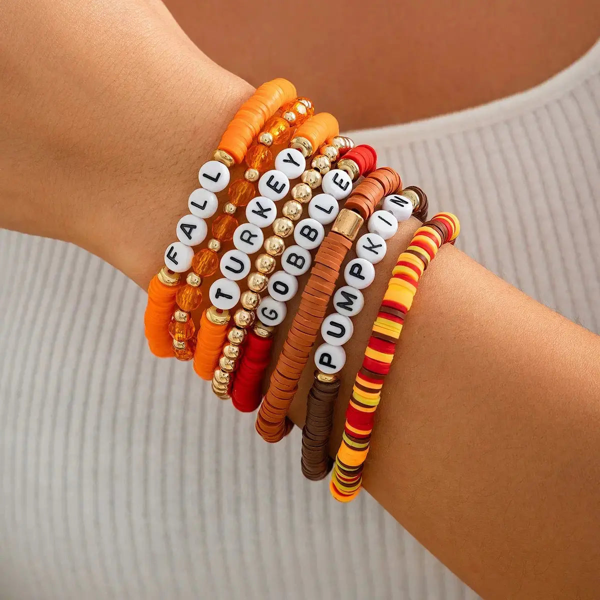 Stylish Thanksgiving Bracelet Set with Soft Ceramic Beads by EPR