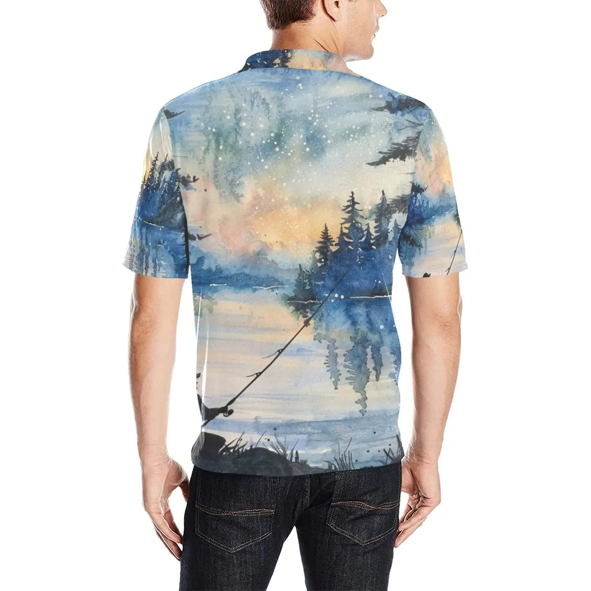 Fishing Polo Shirt for Men - Lightweight All Over Print by Inkedjoy