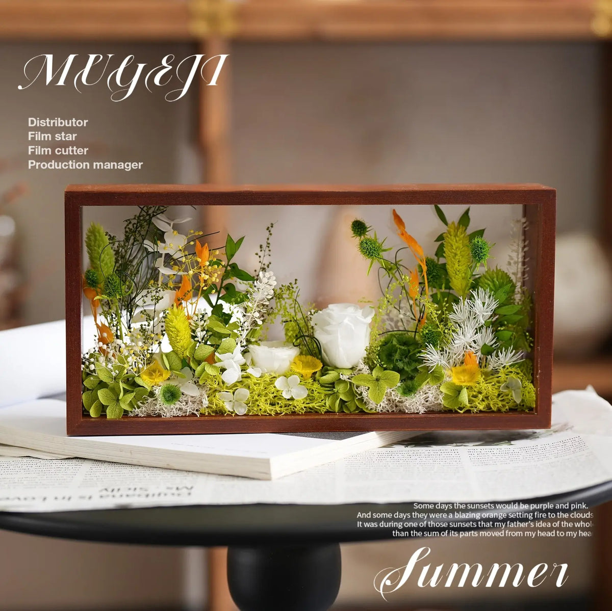 Solid Wood Preserved Flower Photo Frame Gift