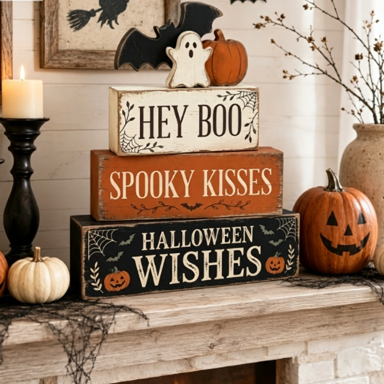 Halloween Tiered Tray Decor for Spooky Fall Displays - Cherished Harbor Gifts
