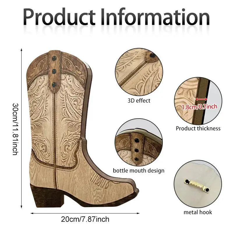 Cowboy Boot Vase Decor for Rustic Home Wall Art by TED