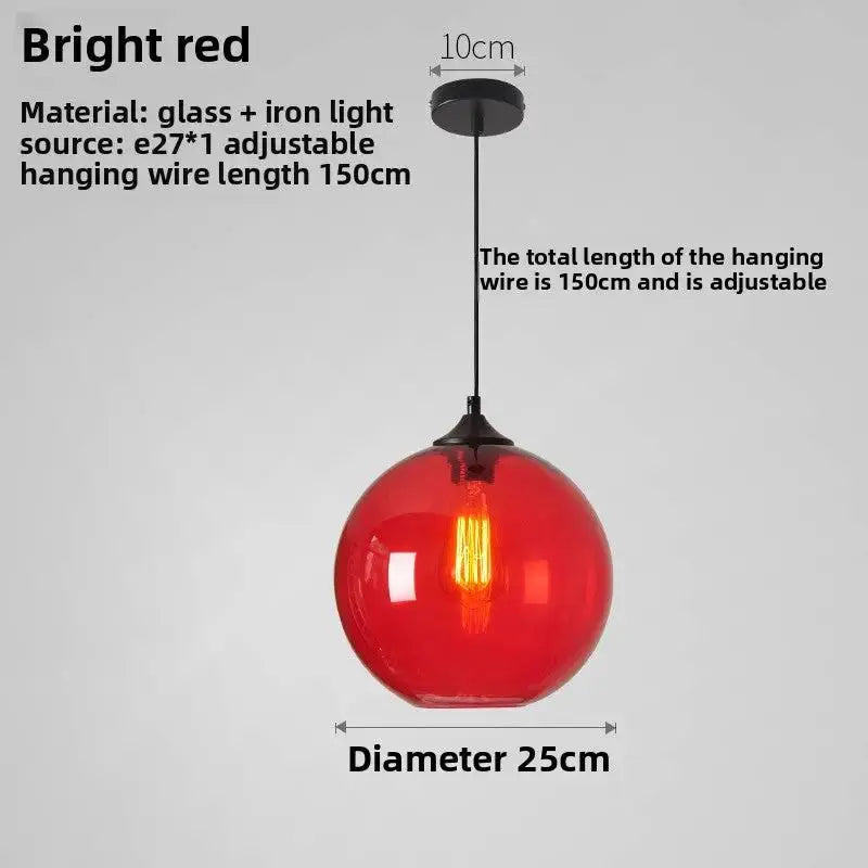 Vintage Pendant Light - Retro Glass Globe Ceiling Lamp by TED