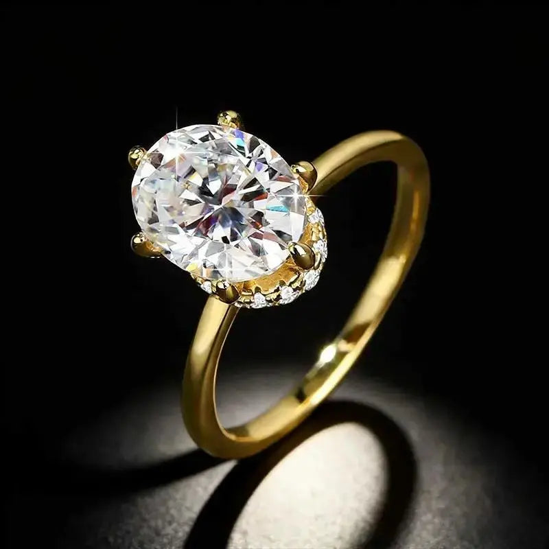 3 Carat Oval Moissanite Engagement Ring in Sterling Silver by TED