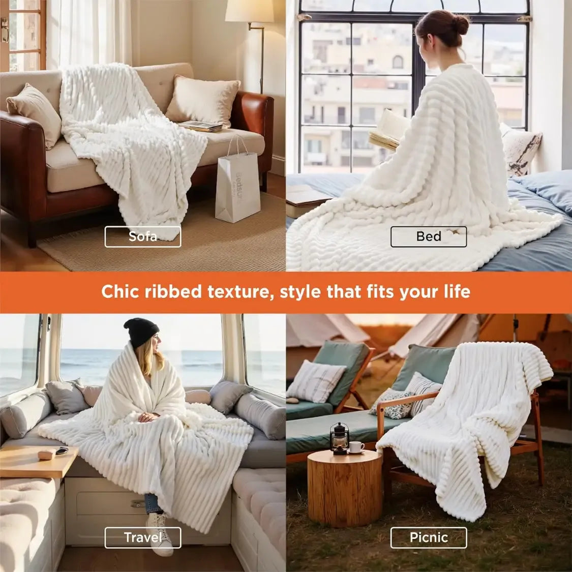 Cozy White Throw Blanket - Perfect Birthday Gifts for Women by Cherished Harbor Gifts