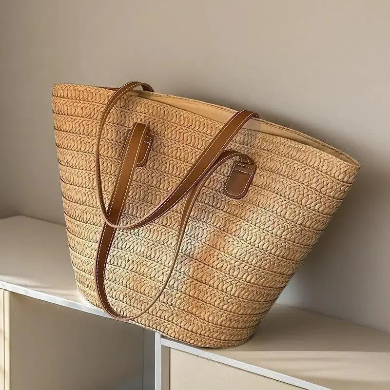 Large Straw Beach Tote Bag for Summer Adventures by TED