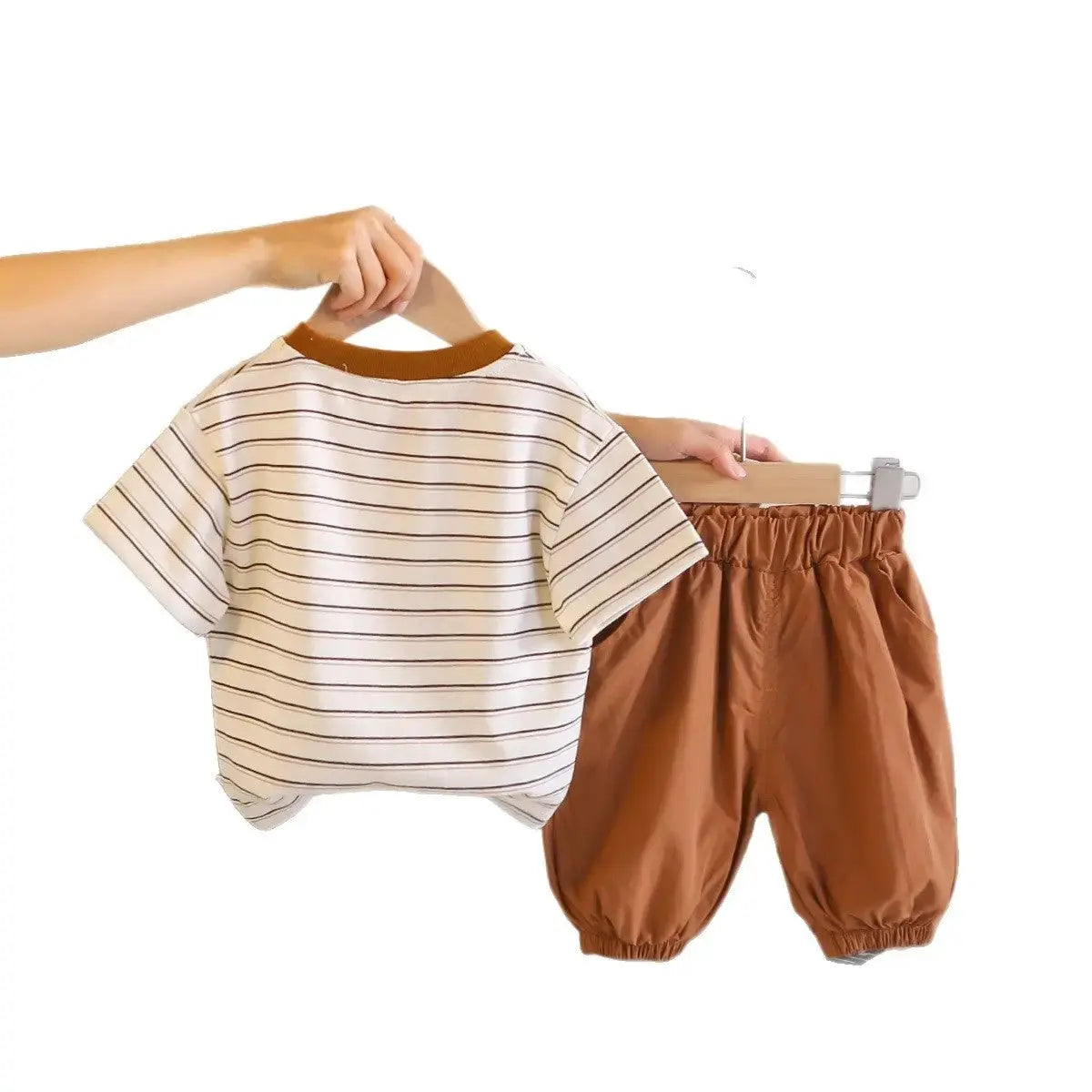 Kids Summer Dog Outfit Set - Striped T-Shirt & Shorts by eprolo