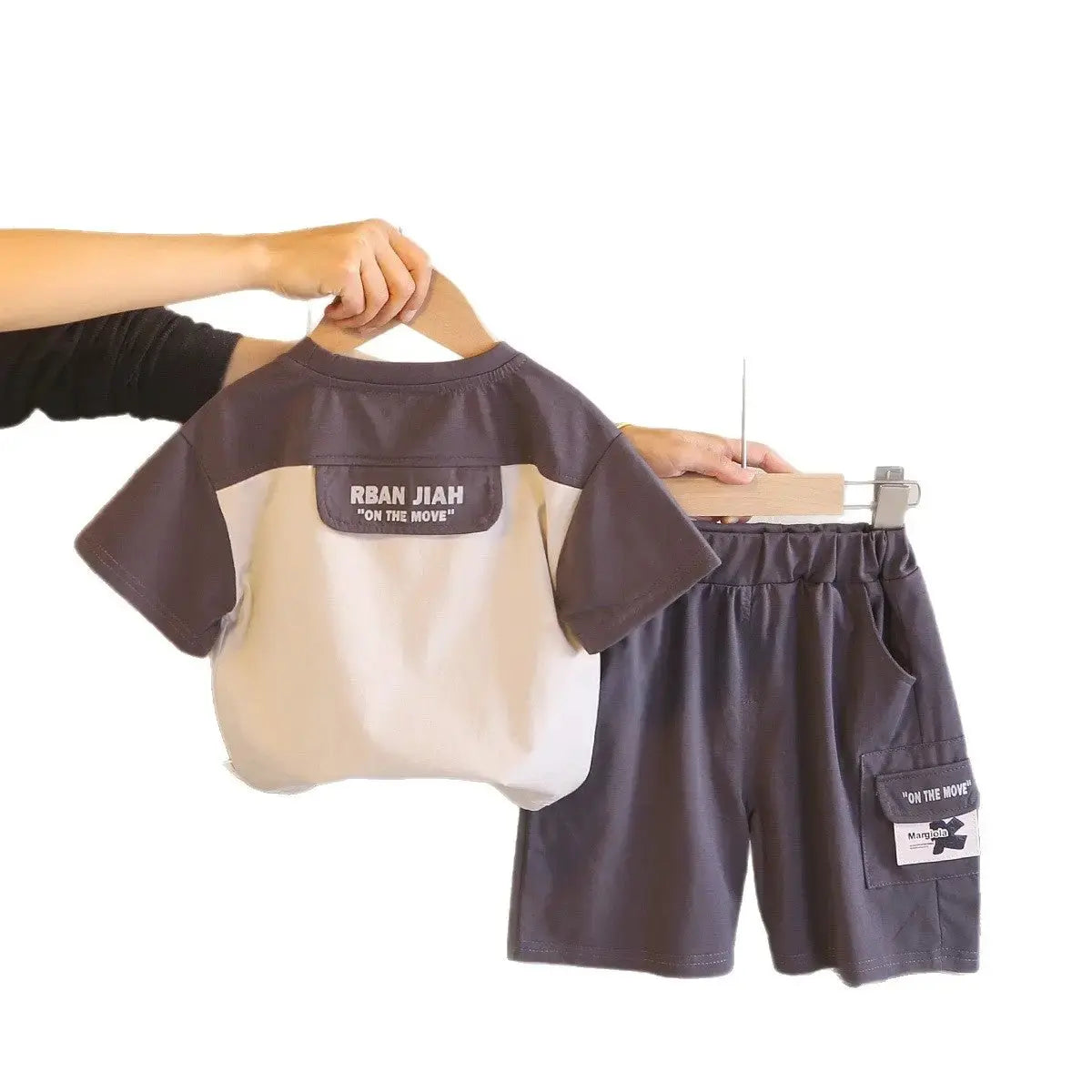 Boys Summer Outfit Set - Cotton Color Block Casual Style by eprolo