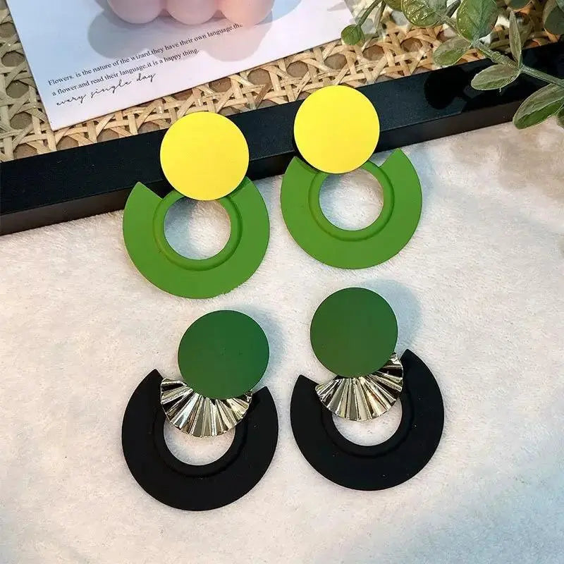 Modern Geometric Earrings - Stylish Circle Alloy Earrings by eprolo