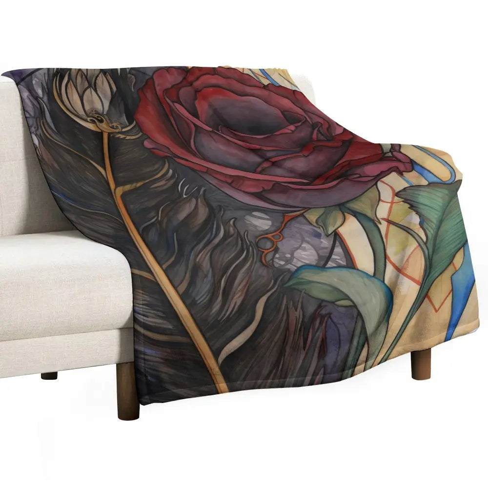 Dark Rose Ultra-Soft Flannel Cozy Throw Blanket Gift by Inkedjoy