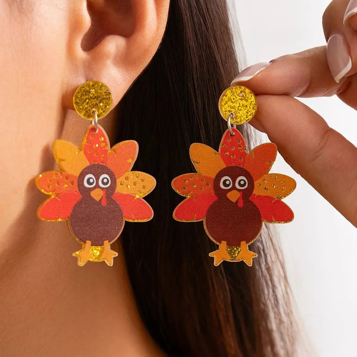 Cute Thanksgiving Turkey Earrings for Fall Celebrations by EPR