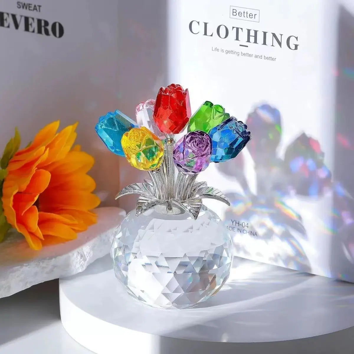 Crystal Rose Ornament Home Decor Gift