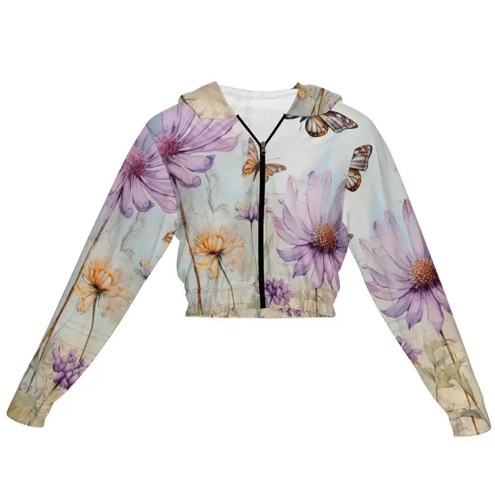 Floral Zip-Up Jacket for Women - Vintage Wildflower Style by Inkedjoy