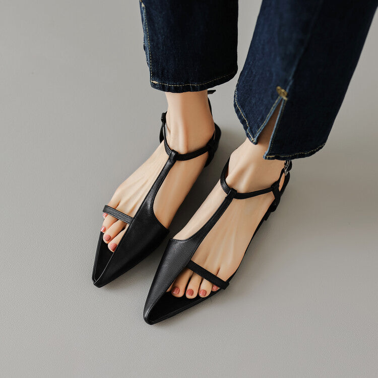 Stylish Leather Pointed Toe Sandals for Summer Wear - Cherished Harbor Gifts