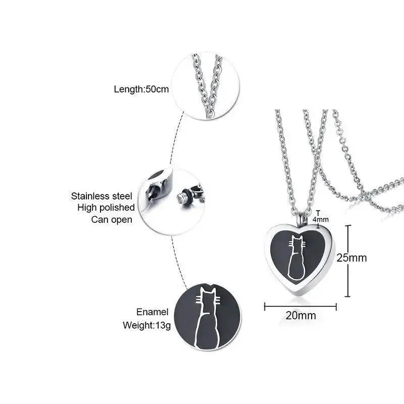 Cat Ashes Necklace - Heart Pendant Pet Memorial Keepsake by eprolo