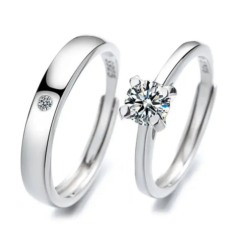 S925 Silver 520 Wedding Couple Ring Men And Women Open Ring Tanabata Anniversary Gift by eprolo