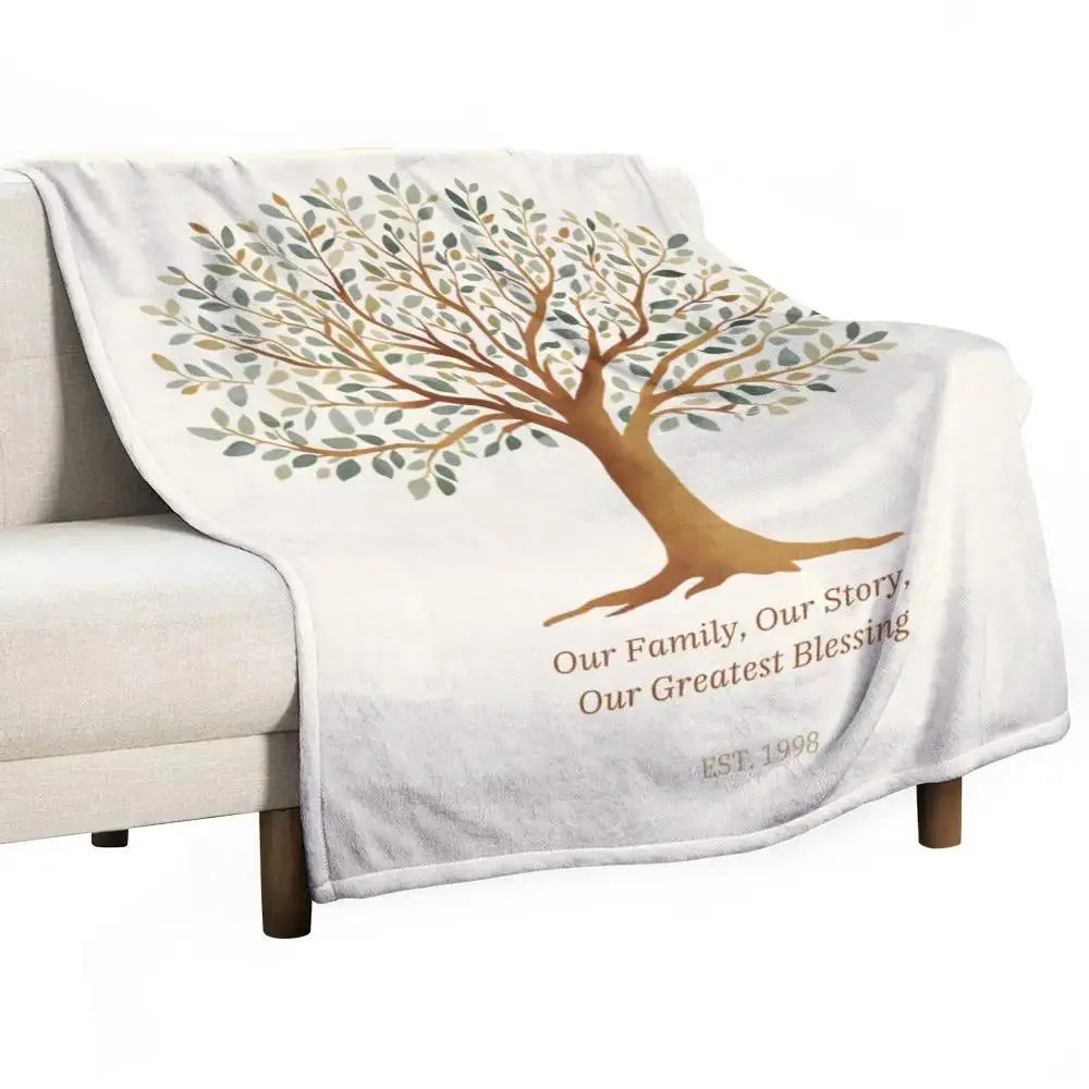 Our Family Story Personalized Family Tree Blanket by Inkedjoy