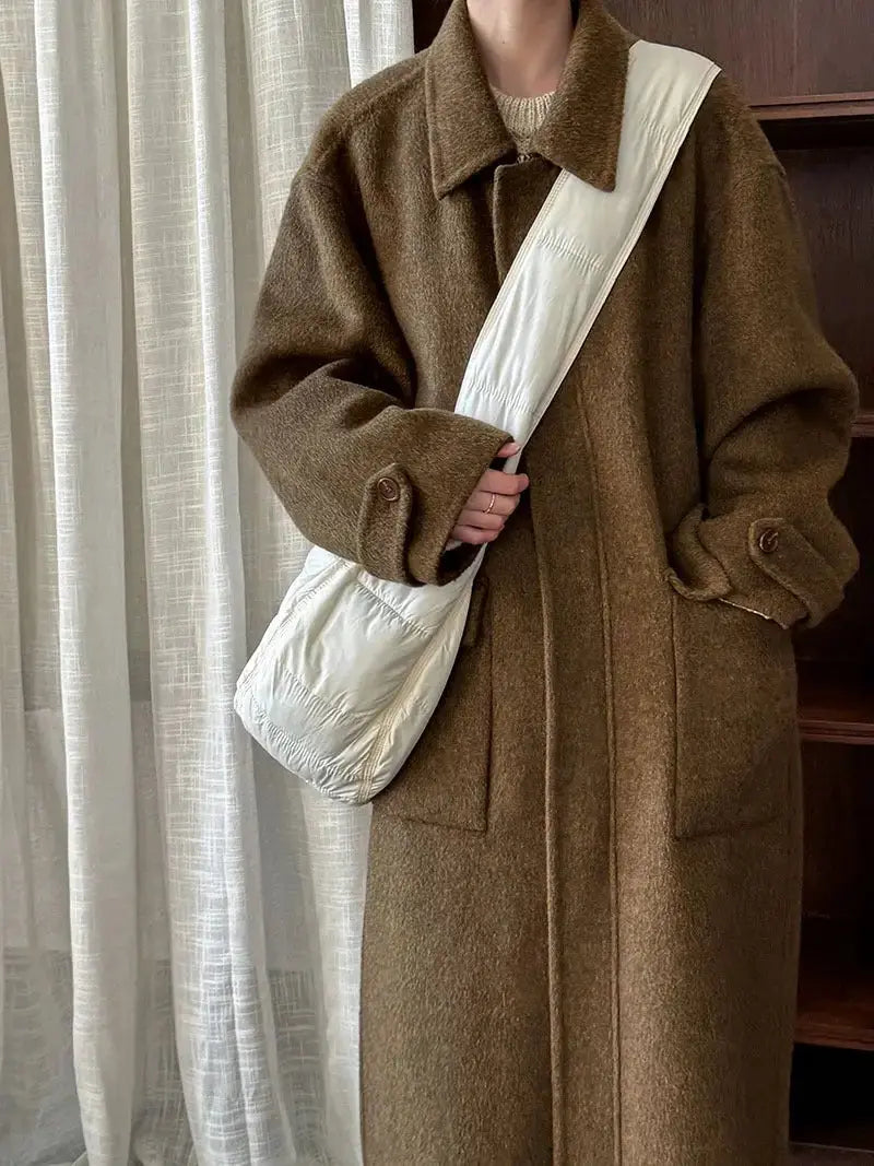Elegant Women's Wool Coat - Double-Sided Lapel Design by TED