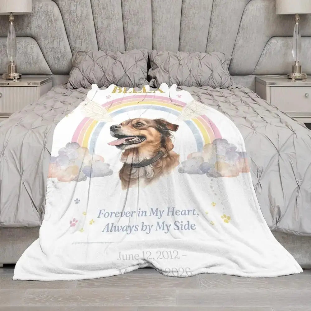 Forever in My Heart Personalized Pet Memorial Blanket by Inkedjoy