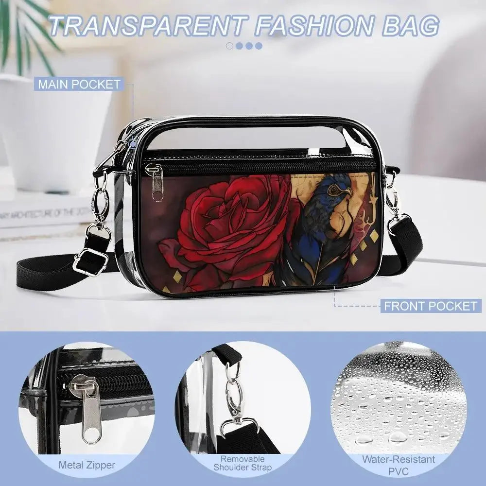 Clear Shoulder Bag Gift - Rose Transparent PVC Satchel by Inkedjoy