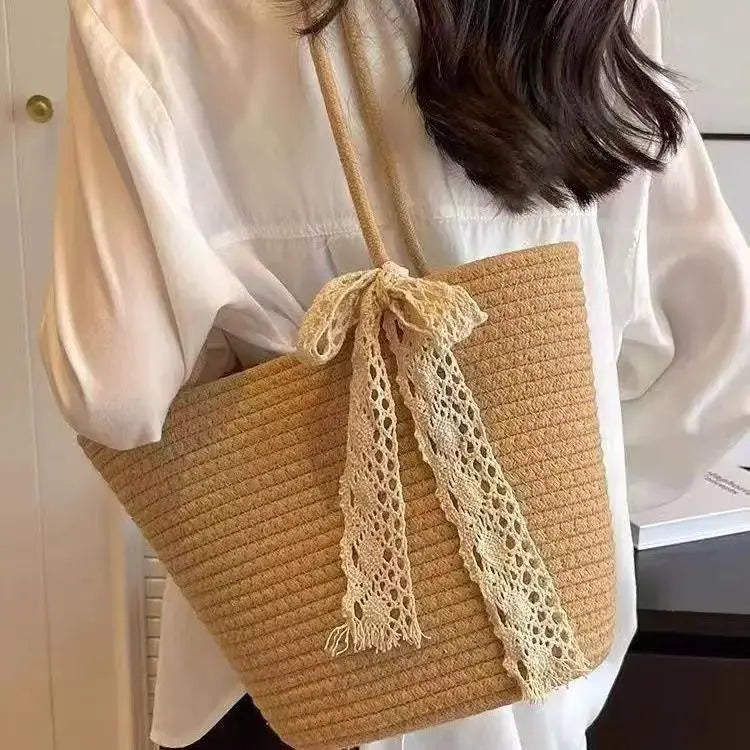 Extra Large Straw Tote for Beach and Everyday Use by TED