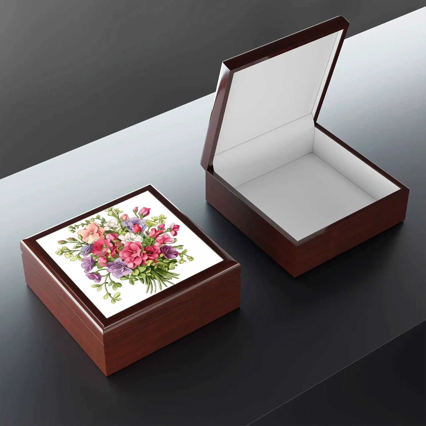 Charming Floral Jewelry Box Gift for Rings and Treasures by Printify
