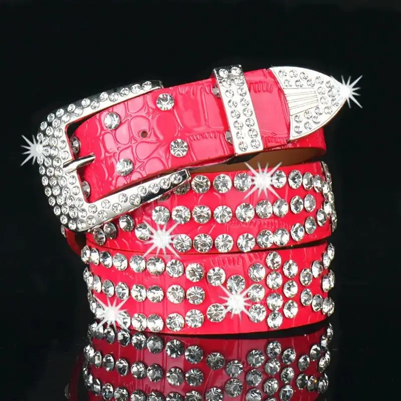 Stylish Rhinestone Leather Belt for Women Fashion Accessory by TED