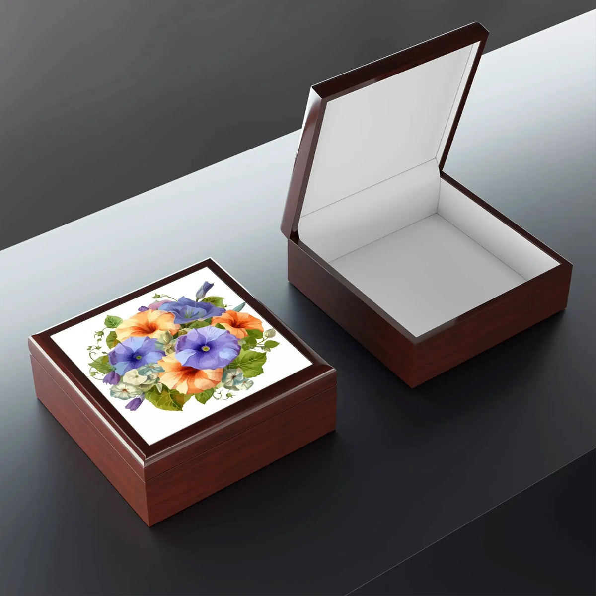 Floral Pansy Jewelry Box - Elevate Your Jewelry Organization with Hand-Painted Boho Elegance by Printify