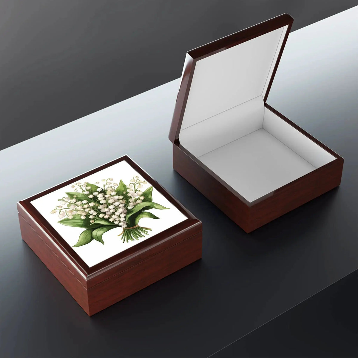 Elegant Anniversary Gift Jewelry Box - Lily of the Valley Keepsake Treasure by Printify