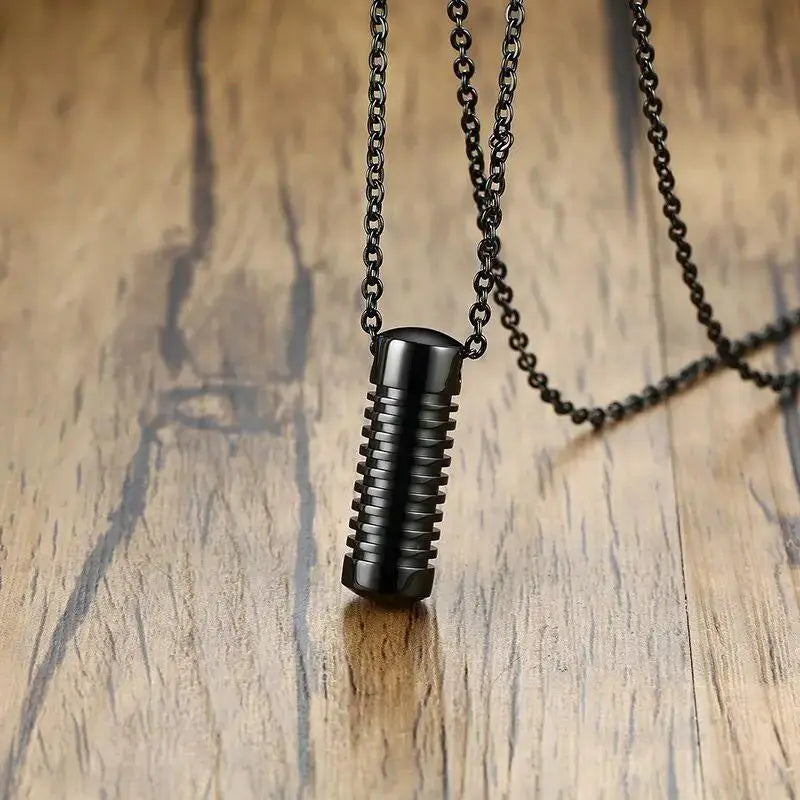Men's Urn Necklace - Stainless Steel Ashes Memorial Pendant by eprolo