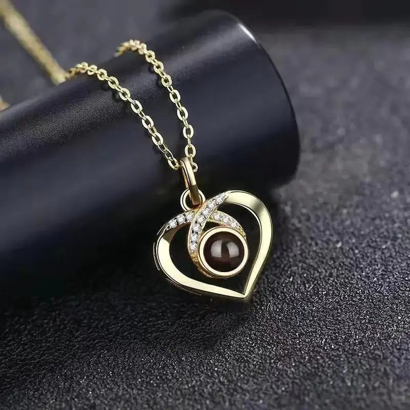 Custom Photo Projection Necklace for Women - Heart Pendant by eprolo