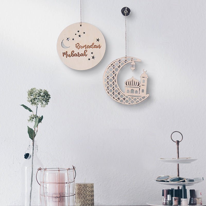 Ramadan Moon Circle Wooden Wall Hanging Home Décor - Cherished Harbor Gifts