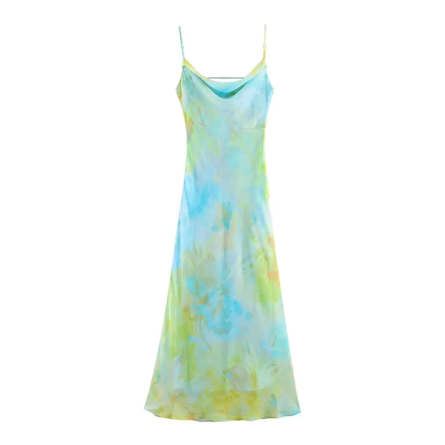 Women's Printed Pleated Halter Midi Holiday Dress by eprolo