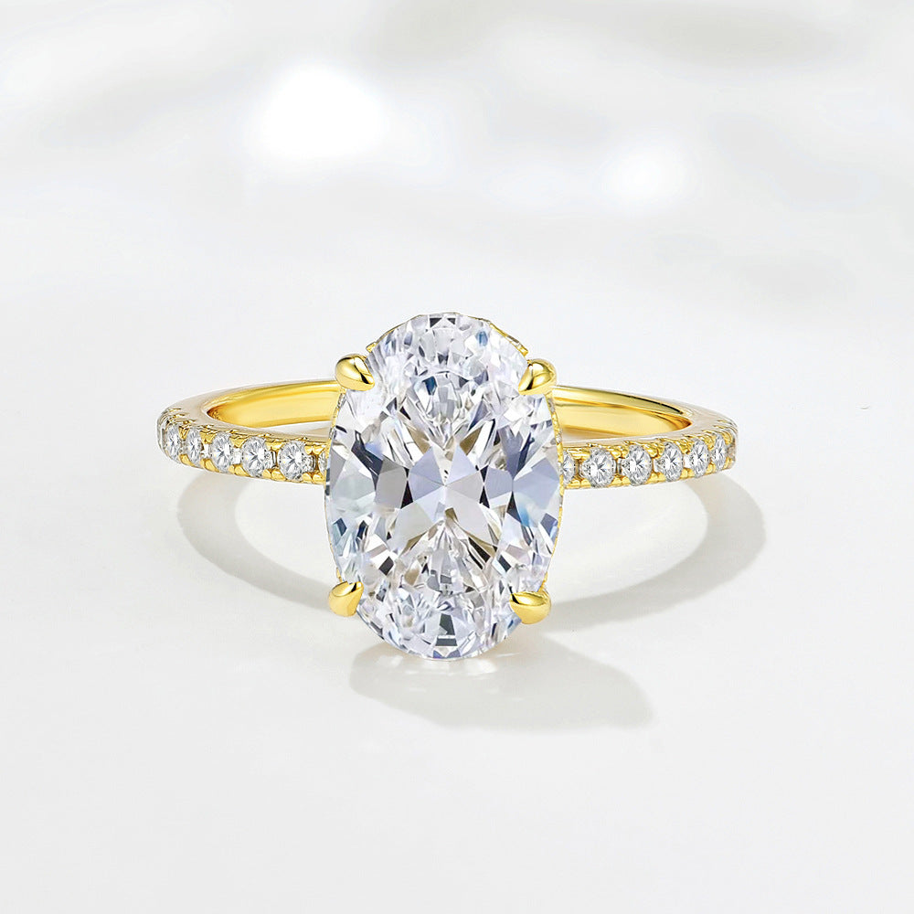 Oval Zircon Engagement Ring - Stackable Wedding Band Set - Cherished Harbor Gifts