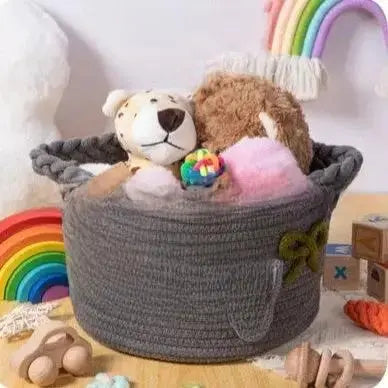 Personalized Round Cotton Rope Storage Basket | Custom Name Woven Organizer by TED