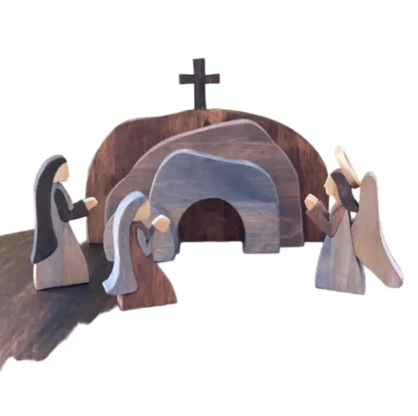 Wooden Easter Resurrection Scene | Christian Empty Tomb Décor with Angel by EPR