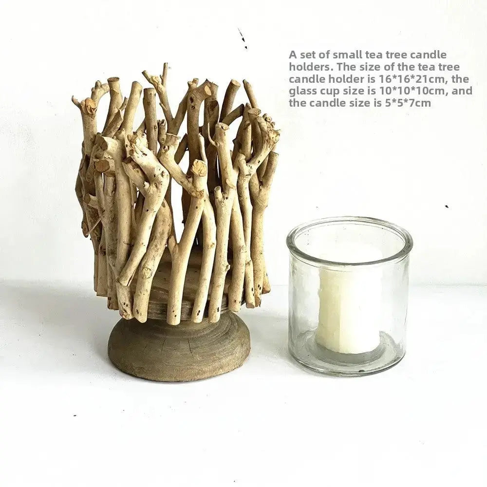 Handcrafted Wooden Candle Holder | Rustic Black Wood Home Decor with Optional Glass Dome by TED