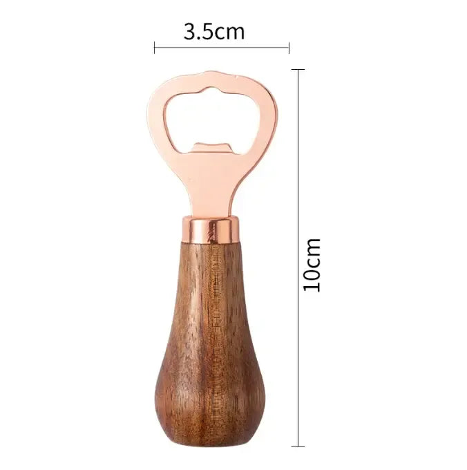 Stainless Steel Beer Bottle Opener with Wood Handle, Kitchen Tools, Anniversary Wedding Gift Rose Gold by eprolo