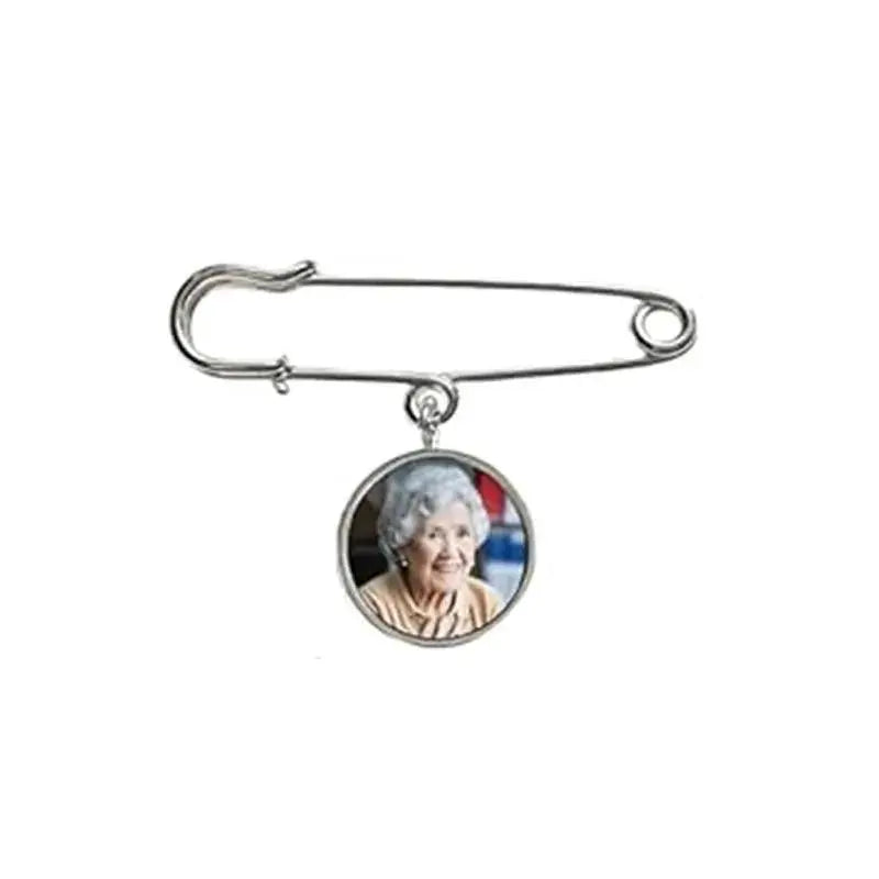 Personalized Memorial Photo Brooch | Custom Remembrance Picture Pendant Pin by TED