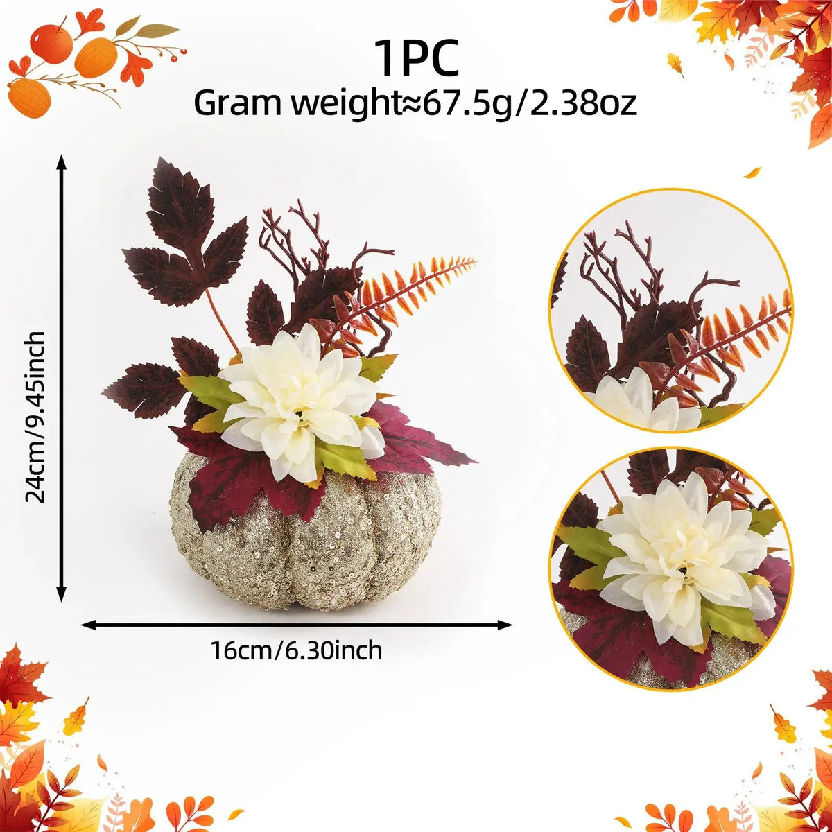 Elegant Thanksgiving Table Centerpiece with Faux Pumpkin Decor by EPR