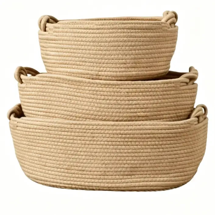 Personalized Cotton Rope Toy & Book Storage Basket | Custom Name Oval Gift Basket by TED