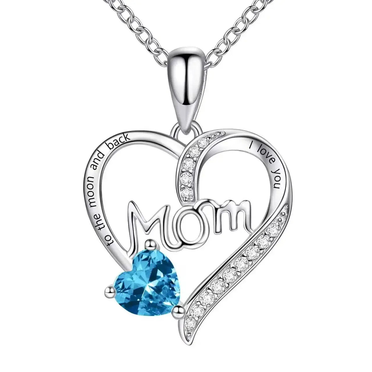 Mom Heart-Shaped Engraved Diamond Necklace – Mother's Day Jewelry Gift for Mom by EPR