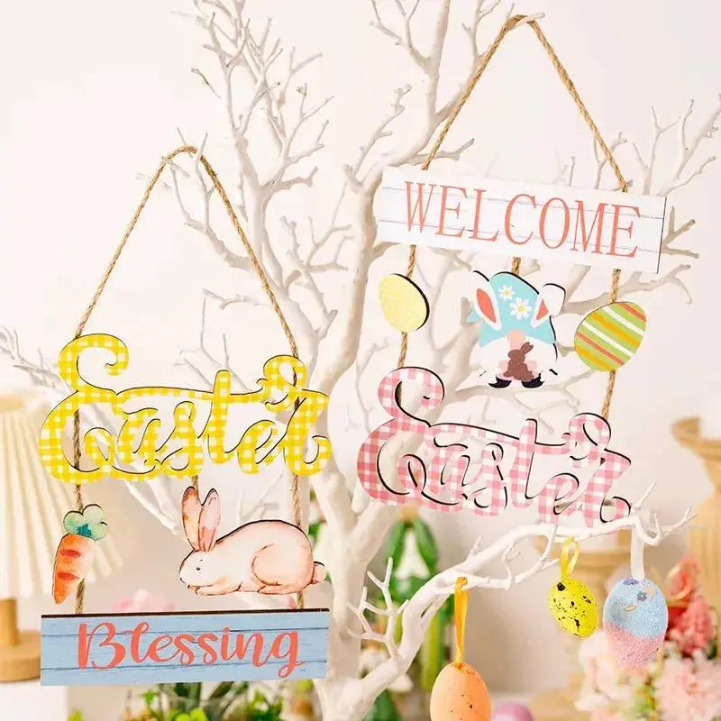 Easter Bunny & Egg Wooden Hanging Ornament | Rustic Easter Décor by EPR