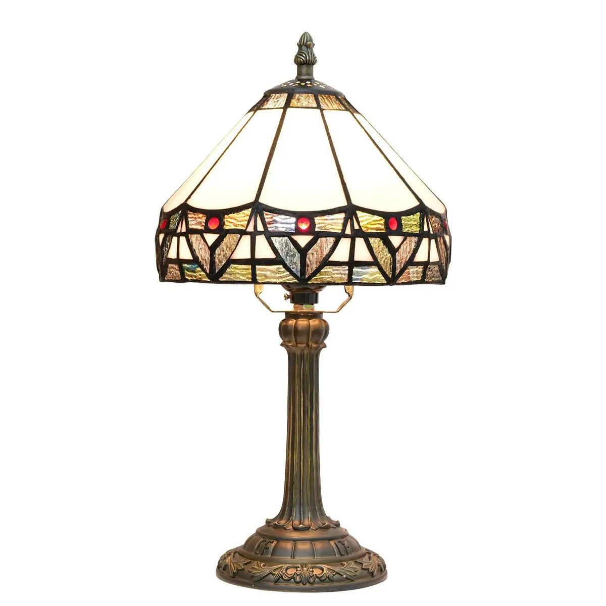 Tiffany-Style Stained Glass Table Lamp | Vintage Resin Accent Light by TED