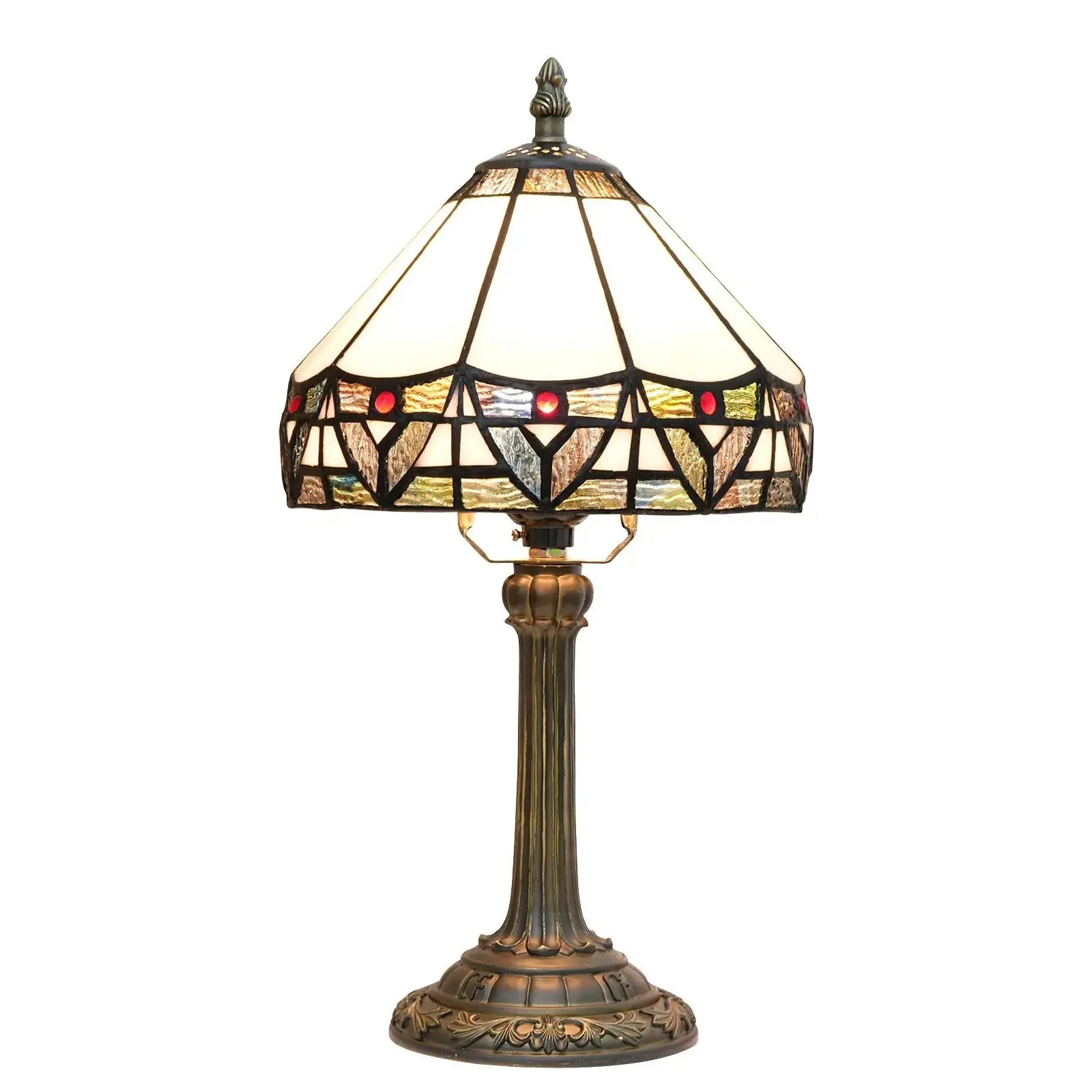 Tiffany-Style Stained Glass Table Lamp | Vintage Resin Accent Light by TED