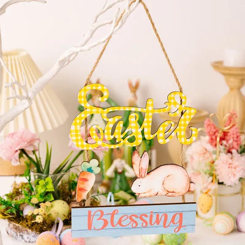Easter Bunny & Egg Wooden Hanging Ornament | Rustic Easter Décor by EPR