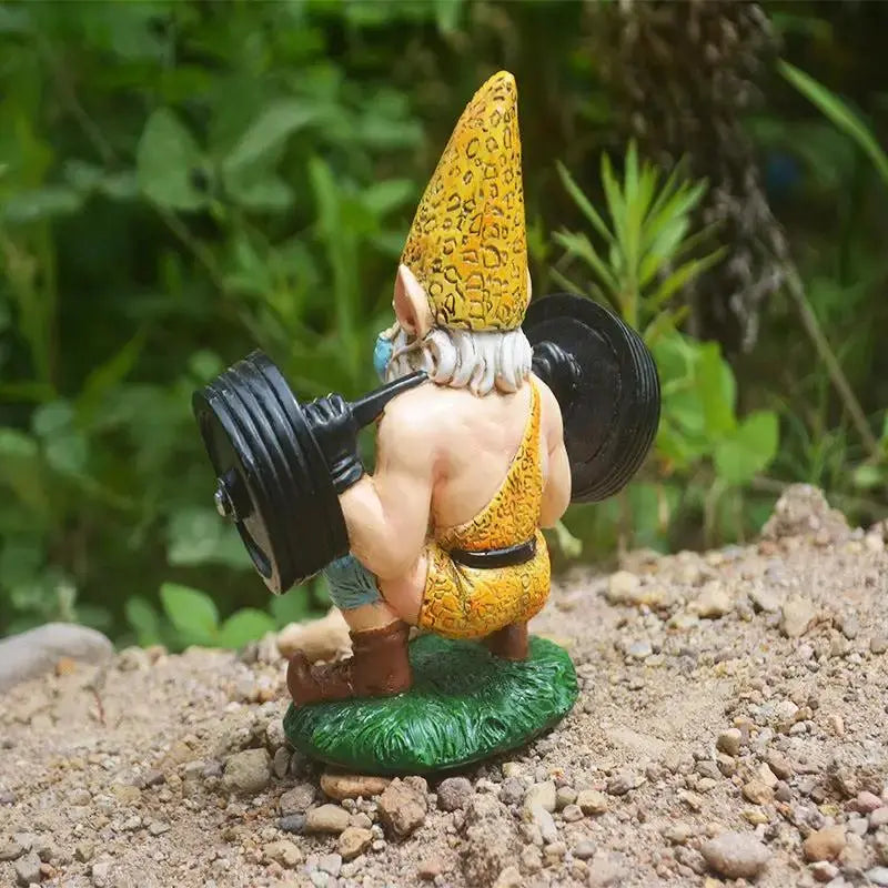 Funny Weightlifting Gnome Statue for Garden Decor Gifts by EPR