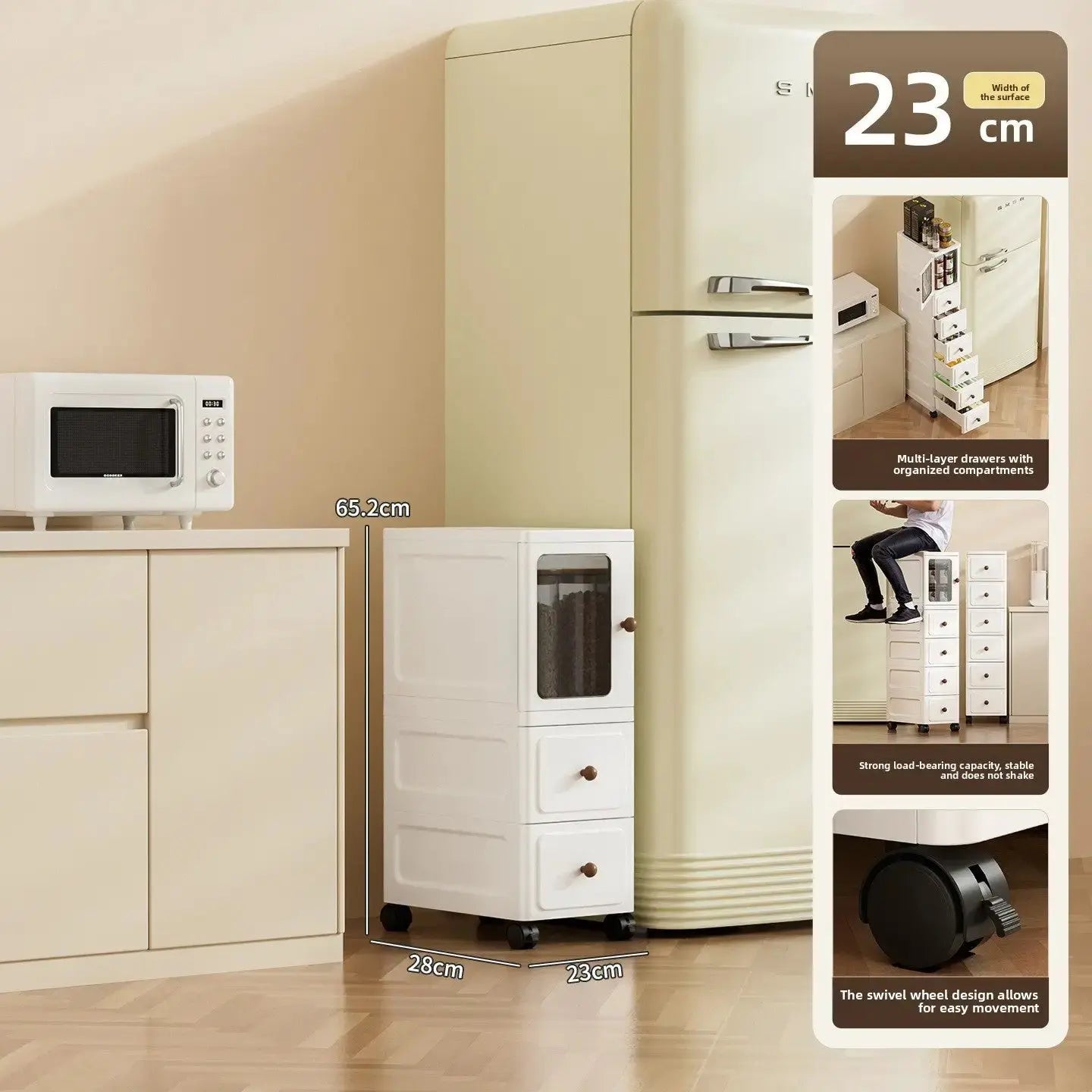 9.1-Inch Slim Rolling Storage Cabinet | 3-7 Tier Narrow Organizer with Drawers by TED